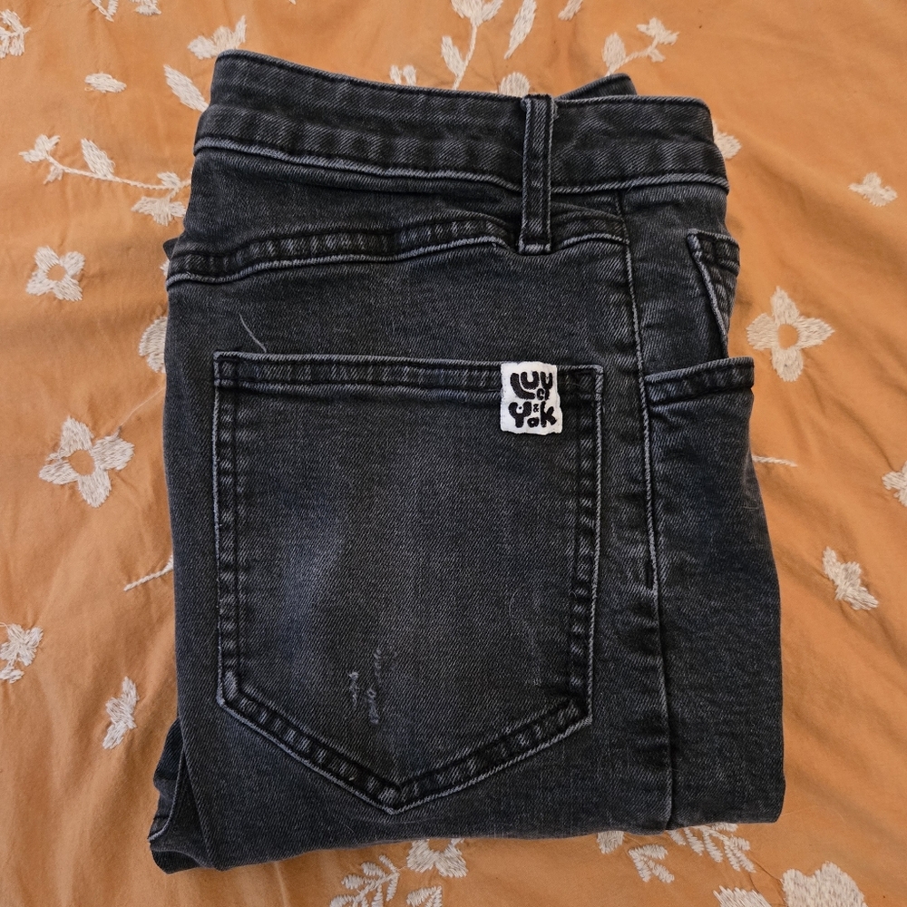 Lucy & Yak Soho / Skinny High Rise Denim Jeans, Washed Black / UK 8 / US 26